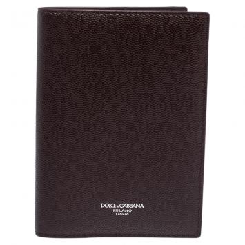 Pre Owned Dolce & Gabbana Brown Leather Classic Passport Holder