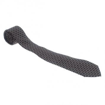 Pre Owned Dolce and Gabbana Grey Printed Silk Tie