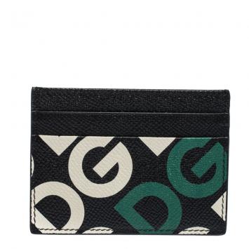 Pre Owned Dolce & Gabbana Multicolor DG Mania Print Leather Card Holder