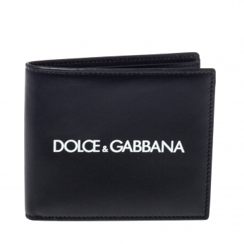 Pre Owned Dolce & Gabbana Logo Print Leather Bifold Wallet