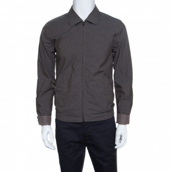 Pre Owned Dolce and Gabbana Brown and Grey Reversible Zip Front Bomber Jacket S