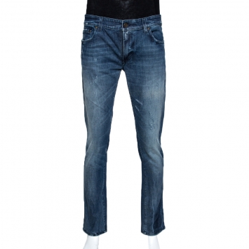 Pre Owned Dolce & Gabbana 14 Indigo Medium Wash Stretch Denim Jeans L