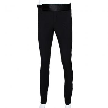 Pre Owned Dolce & Gabbana Black Stretch Silk and Wool Blend Waistband Tailored Trousers IT 44
