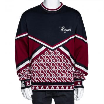 Pre Owned Dolce & Gabbana Multicolor DG Mania Print Jersey Crew Neck Sweatshirt IT 50