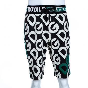 Pre Owned Dolce & Gabbana Multicolor DG Mania Print Cotton Jersey Track Shorts IT 46