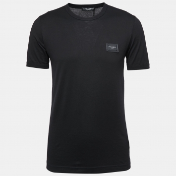 Pre Owned Dolce & Gabbana Black Cotton Crew Neck T-Shirt S 
