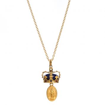 Pre Owned Dolce & Gabbana King Multi Gemstones 18k Yellow Gold Pendant Necklace