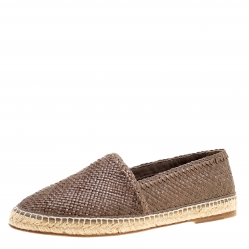 Pre Owned Dolce & Gabbana Brown Braided Leather Espadrilles Size 42