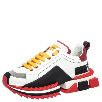 Pre Owned Dolce & Gabbana Multicolor Leather And Rubber Super King Lace Up Sneakers Size 41