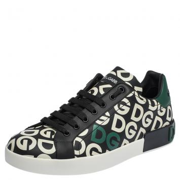 Pre Owned Dolce & Gabbana Multicolor DG Mania Print Leather Low-Top Sneakers Size 44