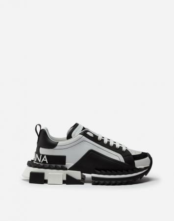 مملوكة مسبقًا Dolce & Gabbana Black/White Leather Super King Platform Sneakers Size 42