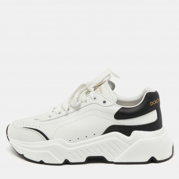 Pre Owned Dolce & Gabbana Black/White Leather Daymaster Sneakers Size 41.5