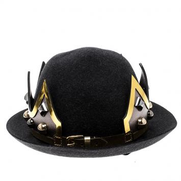 Pre Owned Dolce and Gabbana Grey Wool Crown Base Fedora Hat Size 57