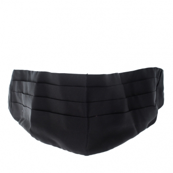 Pre Owned Dolce and Gabbana Black Silk Satin Pleated Cummerbund Size 54