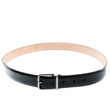 Pre Owned Dolce and Gabbana Black Leather Belt 115CM