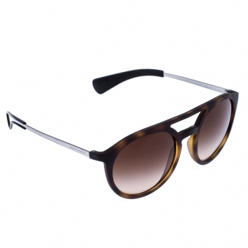 Pre Owned Dolce & Gabbana Havana Brown/ Brown Gradient DG 6101 Round Sunglasses