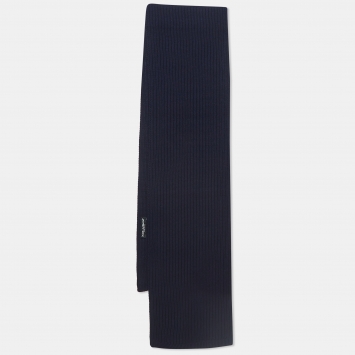 Pre Owned Dolce & Gabbana Navy Blue Rib Knit Muffler 