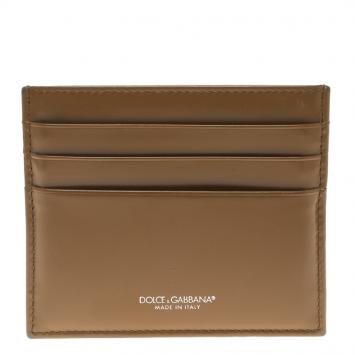 Pre Owned Dolce and Gabbana Brown Leather Card Holder