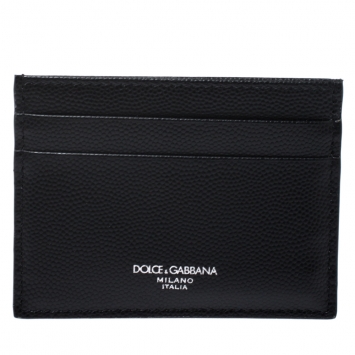 Pre Owned Dolce & Gabbana Black Leather Card Holder
