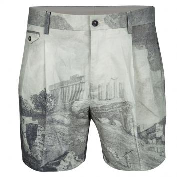 Pre Owned Dolce and Gabbana Grey Temple Print Shorts L