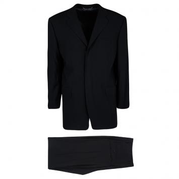 Pre Owned Dolce & Gabbana Black Wool Velcro Closure Detail Regular Fit Suit XXL