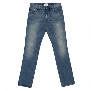 Pre Owned Dolce and Gabbana 16 Blue Faded Effect Denim Distressed Jeans S