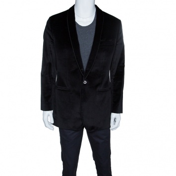 Pre Owned Dolce & Gabbana Martini Black Velvet Tailored Blazer XXL