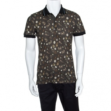 Pre Owned Dolce and Gabbana Green Dice Printed Polo T-Shirt XL