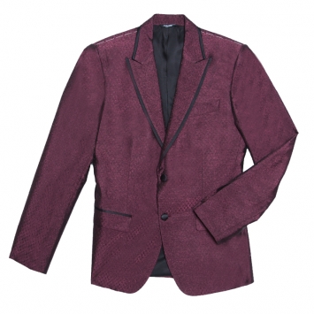 Pre Owned Dolce and Gabbana Burgundy Metallic Jacquard Satin Trim Blazer S