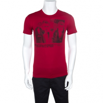 Pre Owned Dolce and Gabbana Red James Dean Icon Printed Short Sleeve T-Shirt XS