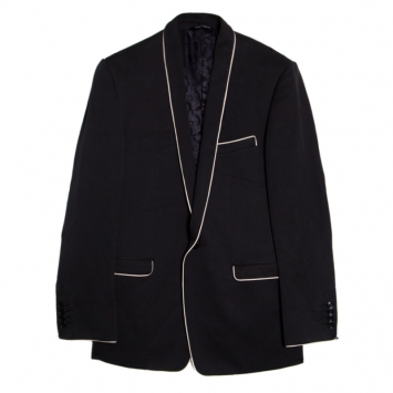 Pre Owned Dolce And Gabbana Gold Black Cotton Contrast Piping Detail Shawl Collar Blazer S