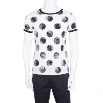 Pre Owned Dolce and Gabbana Monochrome Sphere Printed Cotton T-Shirt S