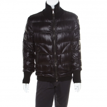 Pre Owned Dolce and Gabbana Black Quilted Bomber Jacket M