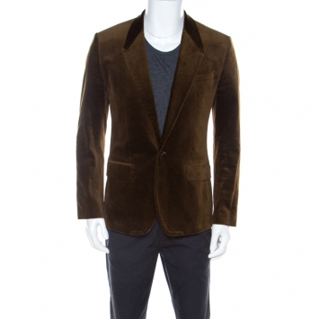 Pre Owned Dolce and Gabbana Brown Velvet Tailored Blazer M