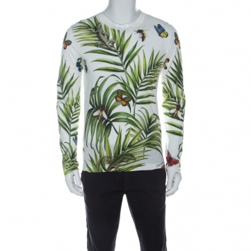 Pre Owned Dolce & Gabbana Tropical Print Cotton Long Sleeve T-Shirt S
