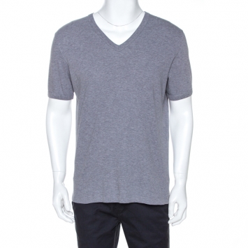 Pre Owned Dolce & Gabbana Grey Cotton V Neck T-Shirt XL