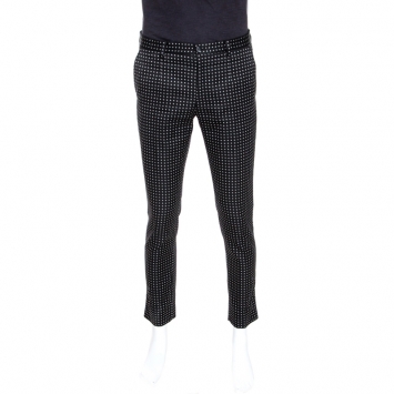 Pre Owned Dolce & Gabbana Black Cotton Blend Jacquard Tailored Pants M