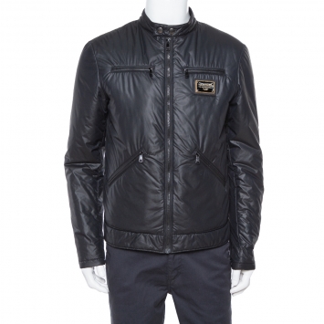 Pre Owned Dolce & Gabbana Black Quilted Vest Detail Zip Front Jacket L