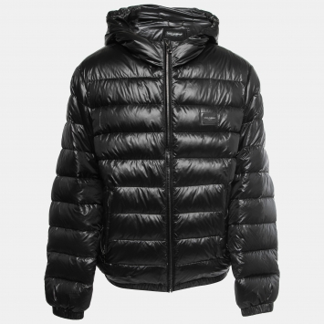 Pre Owned Dolce & Gabbana Black Down Synthetic Hooded Puffer Jacket XL