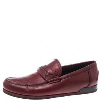Pre Owned Dolce and Gabbana Red Leather Genova Loafers Size 41