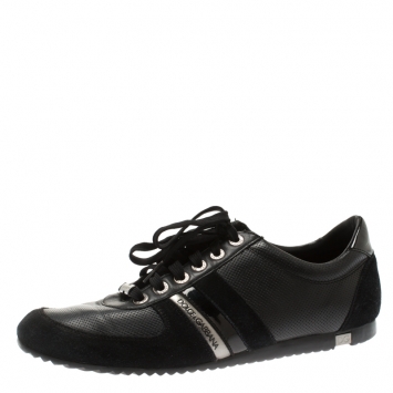 Pre Owned Dolce And Gabbana Black Suede & Leather Low Top Sneakers Size 43