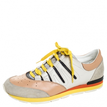 مملوكة مسبقًا Dolce & Gabbana Multicolor Suede Leather Parkour Low Top Sneakers Size 42