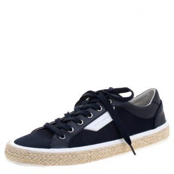 Pre Owned Dolce And Gabbana Blue Canvas Riga Espadrille Lace Up Sneakers Size 43
