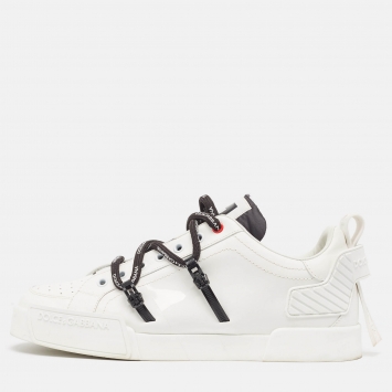 Pre Owned Dolce & Gabbana White Leather Portofino Sneakers Size 42