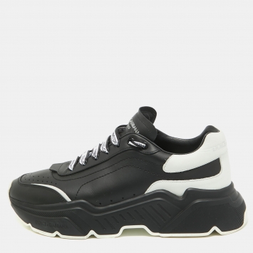 Pre Owned Dolce & Gabbana Black/White Leather Daymaster Low Top Sneakers Size 40