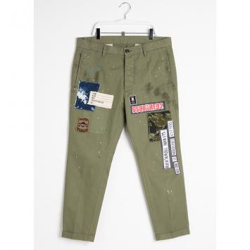 Pre Owned Dsquared2 Green Patched Chino Pants XXL (54)