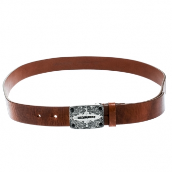 Pre Owned Dsquared2 Brown Leather Belt Size 100 CM