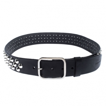 Pre Owned Dsquared2 Black Leather Studded Belt 105CM