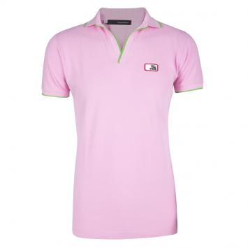 Pre Owned Dsquared2 Chic Steve Pink Honey Comb Knit Polo T-Shirt M