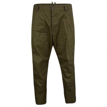Pre Owned Dsquared2 Khaki Green Cotton Cropped Pants XXL